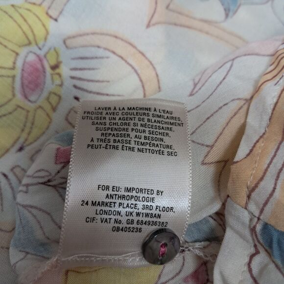 Anthropologie Maeve Laiken Top Women's 6 Popover Pastel Colorful Floral Flowy - Picture 9 of 10